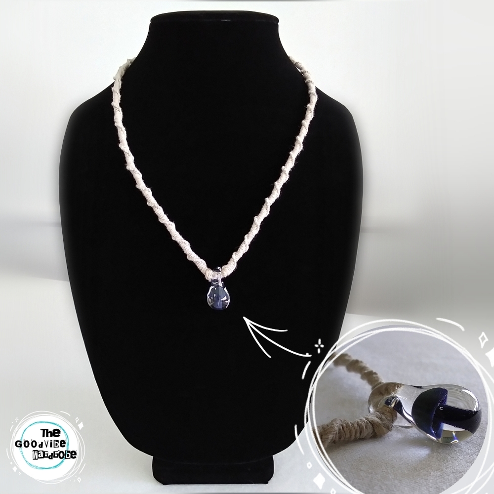 23" Midnight Mushroom Twisted Hemp Necklace